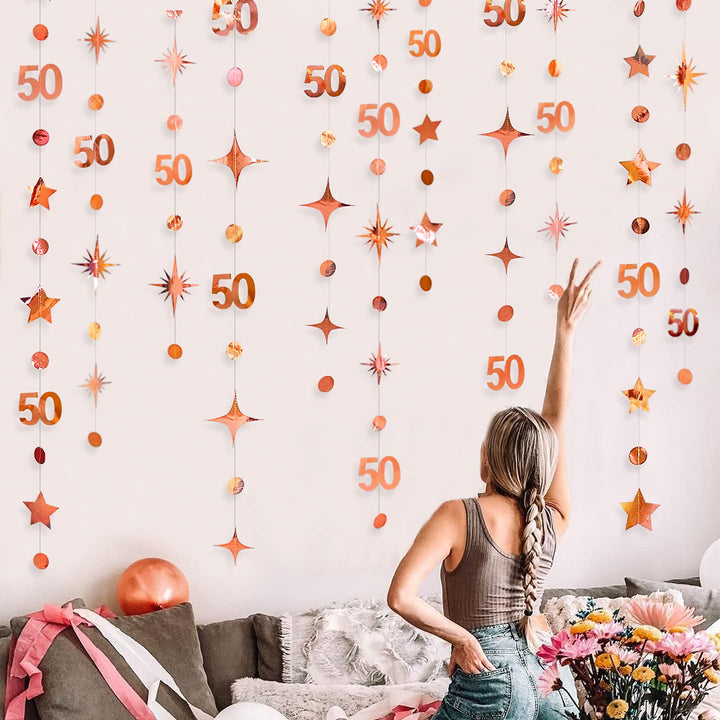 Rose Gold 50th Birthday Decorations Number 50 Circle Do