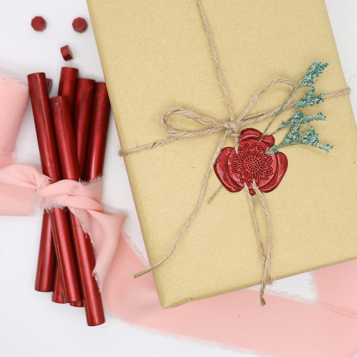 10 Pcs Sealing Wax Seal Sticks for Cards Envelopes,Wedding Invitations,Snail Mails,Wine Packages,Gift Wrapping(Metallic Wine Red)