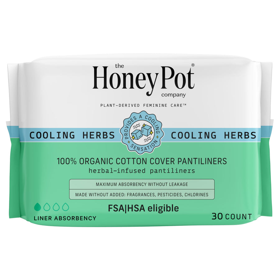 The Honey Pot Company Herbal Pantiliners, Green, 30 Cou