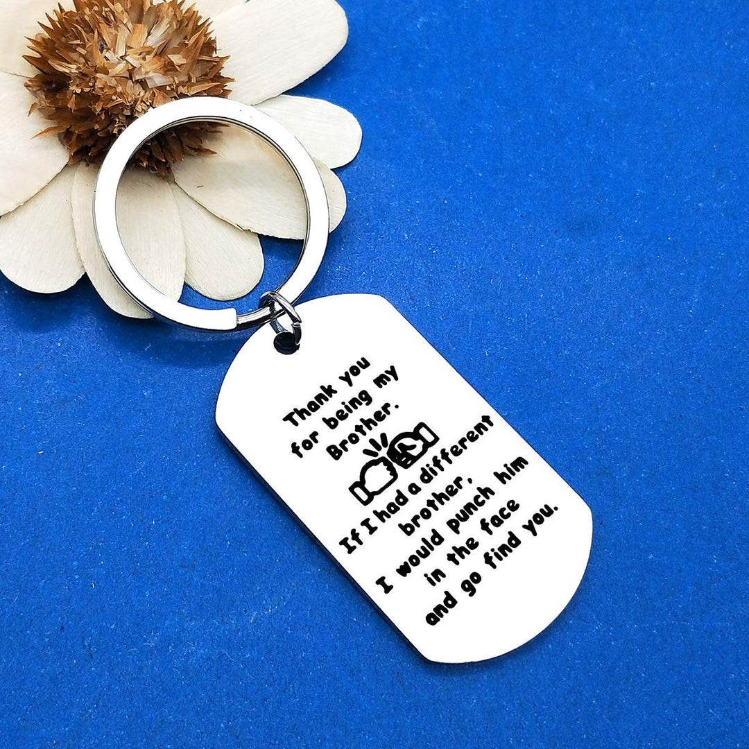 Brother Keychain Funny Brother Gifts from Sister Brother Thank You for Being My Brother Keyring Best Friend Gift Friendship Gifts for Men Wedding Christmas Birthday Gift Brother to Brother Gifts