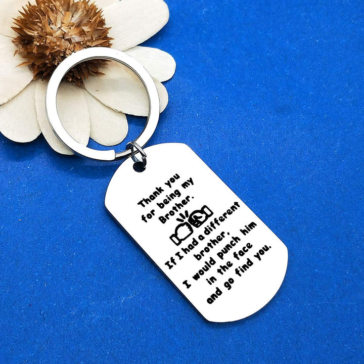 Brother Keychain Funny Brother Gifts from Sister Brother Thank You for Being My Brother Keyring Best Friend Gift Friendship Gifts for Men Wedding Christmas Birthday Gift Brother to Brother Gifts
