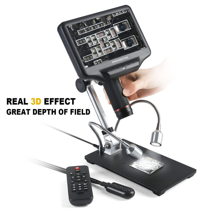 AD407 3D HDMI Soldering Digital Microscope with 4MP UHD and 7 inch Adjustable LCD Screen USB Video Microscopes for Phone Repairing SMT SMD DIY