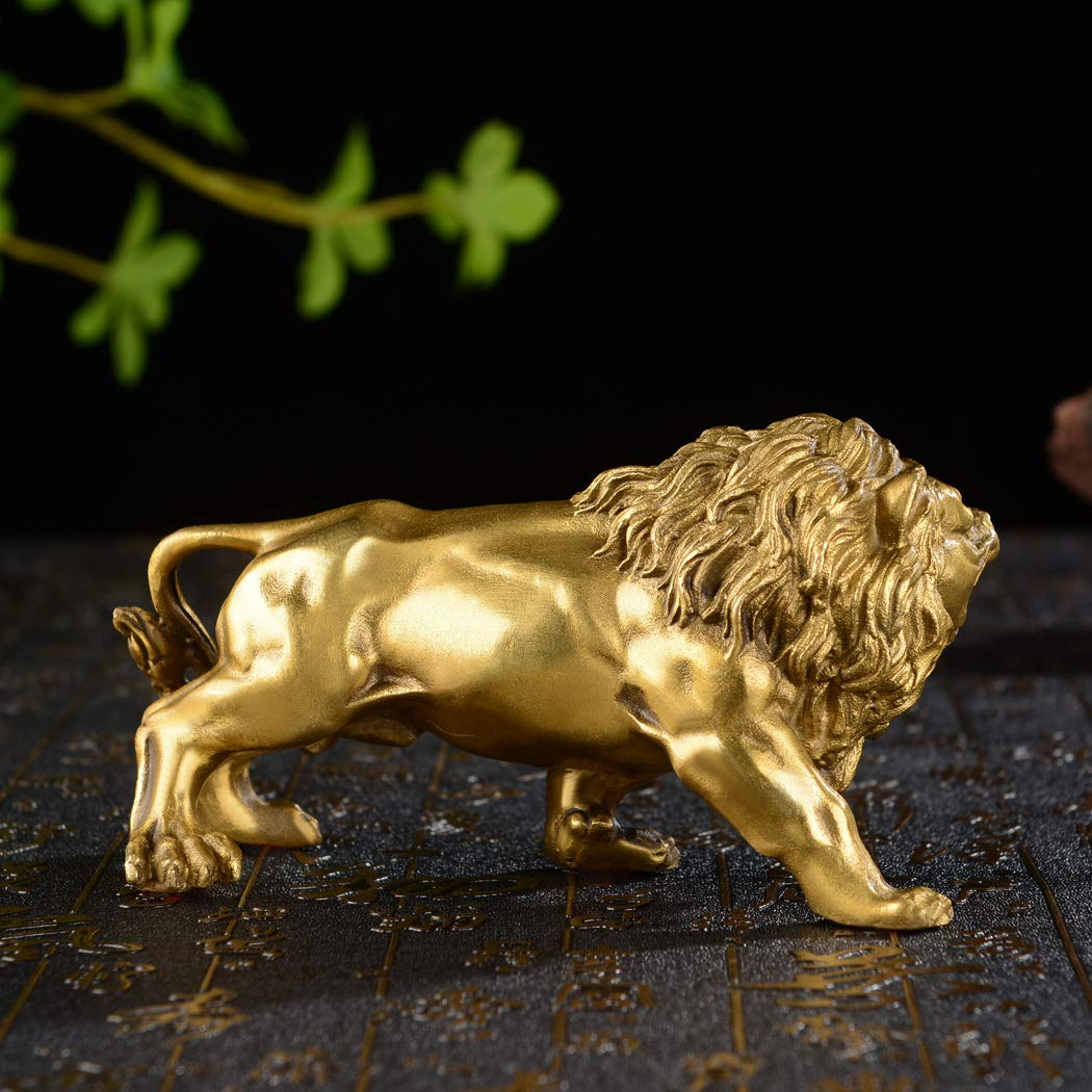 Chinese Fengshui Handmade Brass Magical and Noble Lion Statue Home Decor Housewarming Gift (jinshizi)