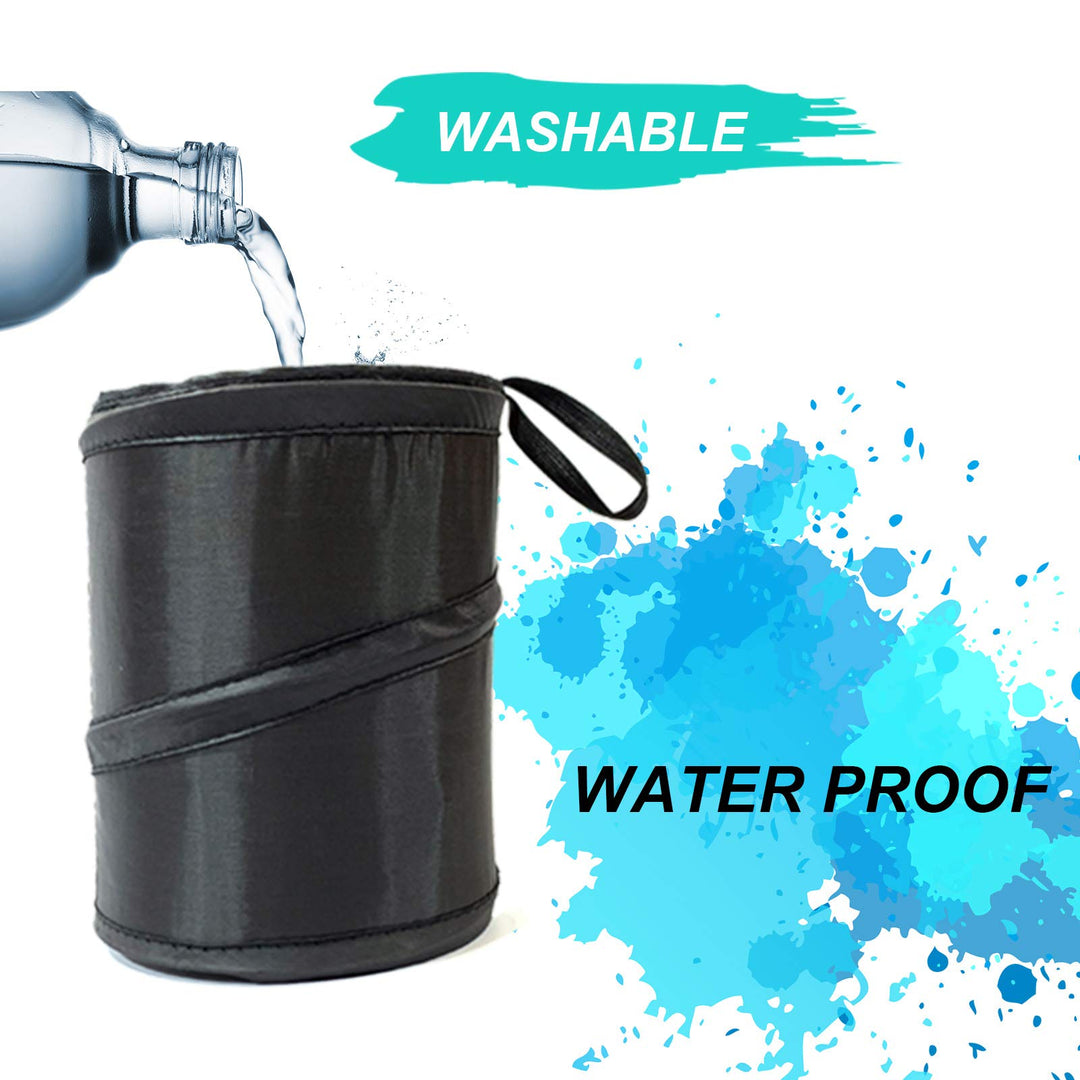 2 Pack Car Trash Can, Leak Proof Garbage Bin, Collapsible Pop-up Water Proof Bag, Portable Waste Basket Bin, Rubbish Bin (Black)