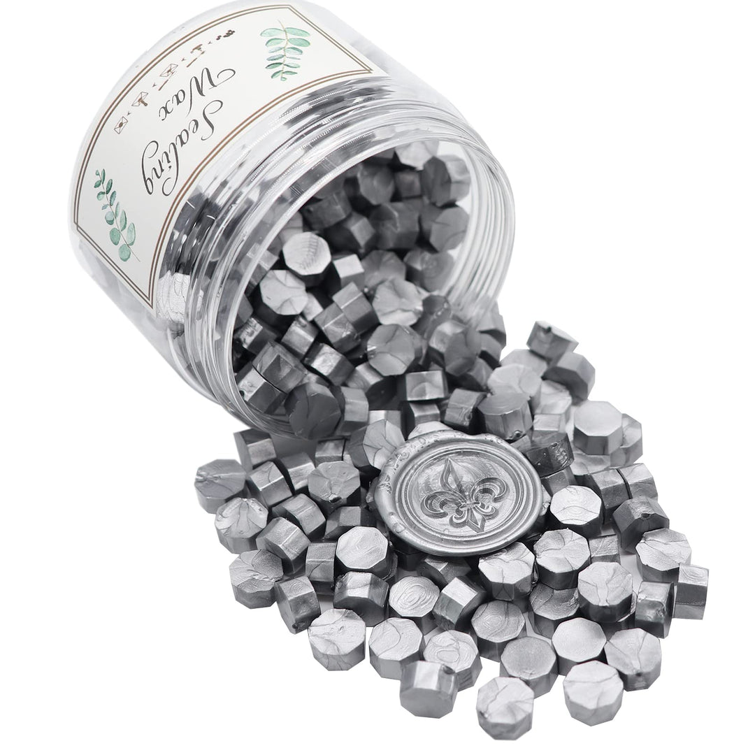 230 Pcs Metallic Luster Sealing Wax Beads for Wax Seal Stamp, Perfect for Cards Envelopes, Wedding Invitations, Wine Packages, Gift Wrapping (Silver)