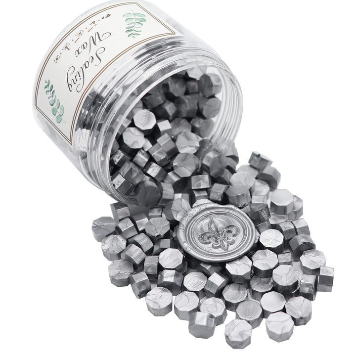 230 Pcs Metallic Luster Sealing Wax Beads for Wax Seal Stamp, Perfect for Cards Envelopes, Wedding Invitations, Wine Packages, Gift Wrapping (Silver)