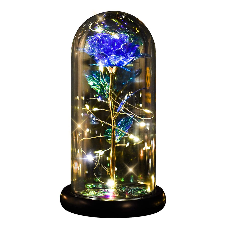 Christmas Galaxy Rose Gifts for Her, Glass Flower Gifts for Women, Mom & Friends, Enchanted Rose in Glass Dome, Preserved Flowers with LED Lights for Xmas, Birthday, Anniversary, Valentines