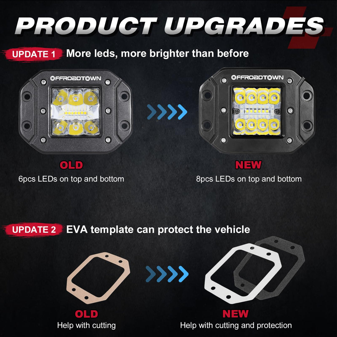 OFFROADTOWN Flush Mount LED Pods, 2pcs 5&#39;&#