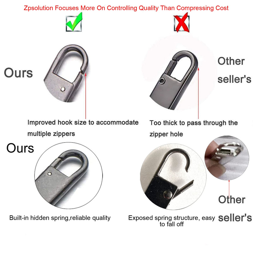 Zipper Pull Replacement Metal Zipper Handle Mend Fixer Zipper Tab Repair for Luggage Suitcases Bag