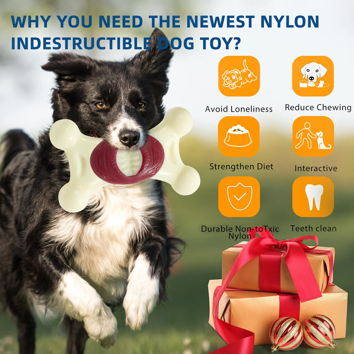 Dog Toys for Aggressive Chewers,Indestructible Dog Toys,Real Bacon Flavored, Nylon Tough Dog Chew Toys for Medium/Large Large Breed Dogs (Other)