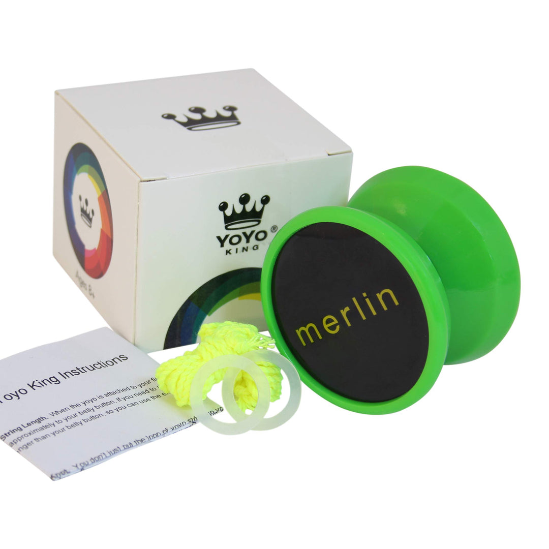 Green Merlin Professional Responsive Yoyo with Narrow C Bearing and Extra String