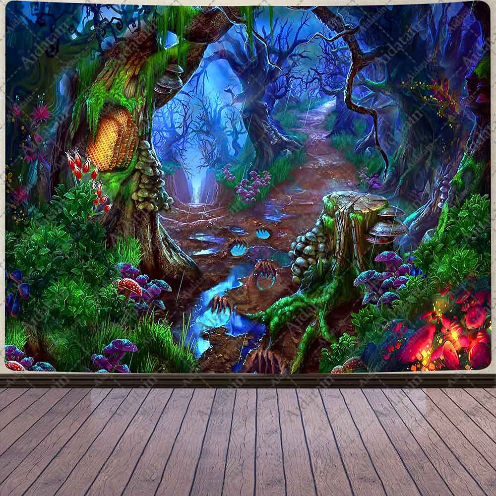 Aidatain Fantasy Forest Tapestry Plants Jungle Magic Ga
