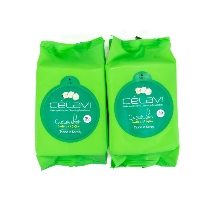 Celavi Makeup Remover Cleansing Wipes Removing Towelettes 2 Packs -60 Sheets Cucumber