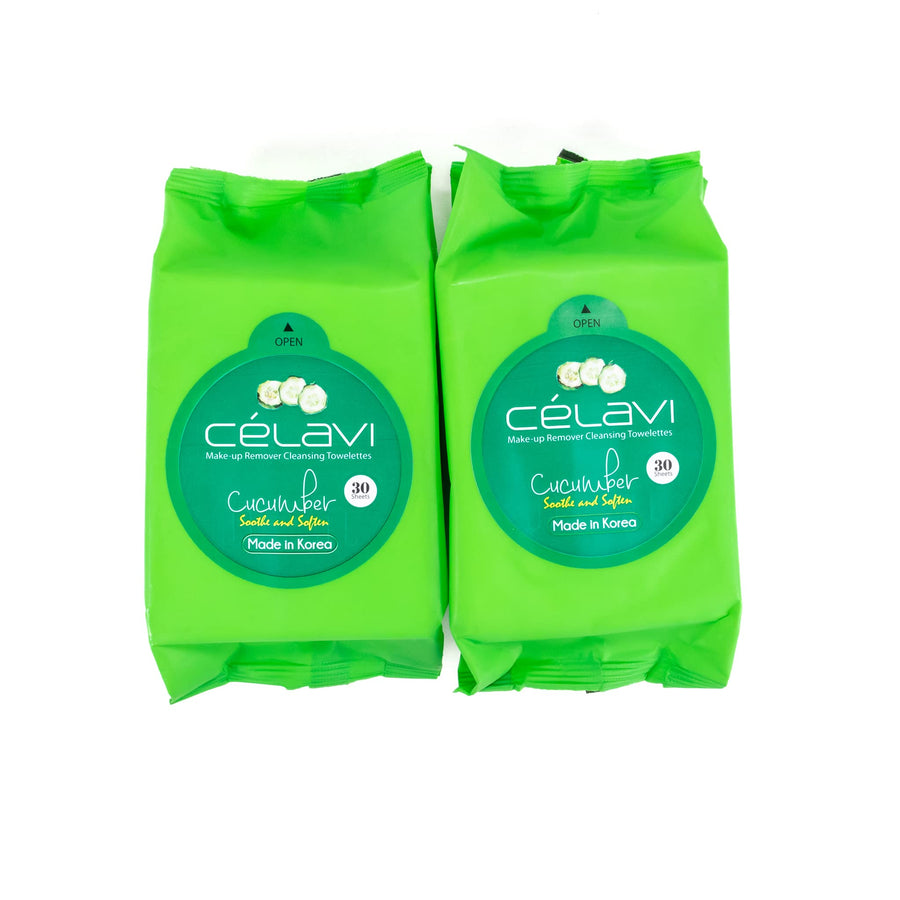Celavi Makeup Remover Cleansing Wipes Removing Towelettes 2 Packs -60 Sheets Cucumber