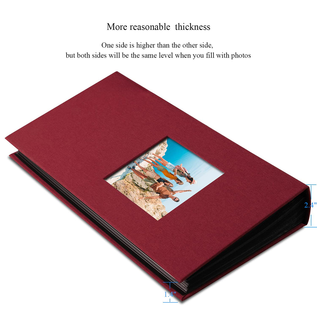 Photo Album 4x6 Photos Hold 408 Slip-in Acid-Free Black Pockets Picture Book, Linen Cover Small Photo Albums for Wedding Anniversary Family Baby Vacation Christmas Gifts (Red)