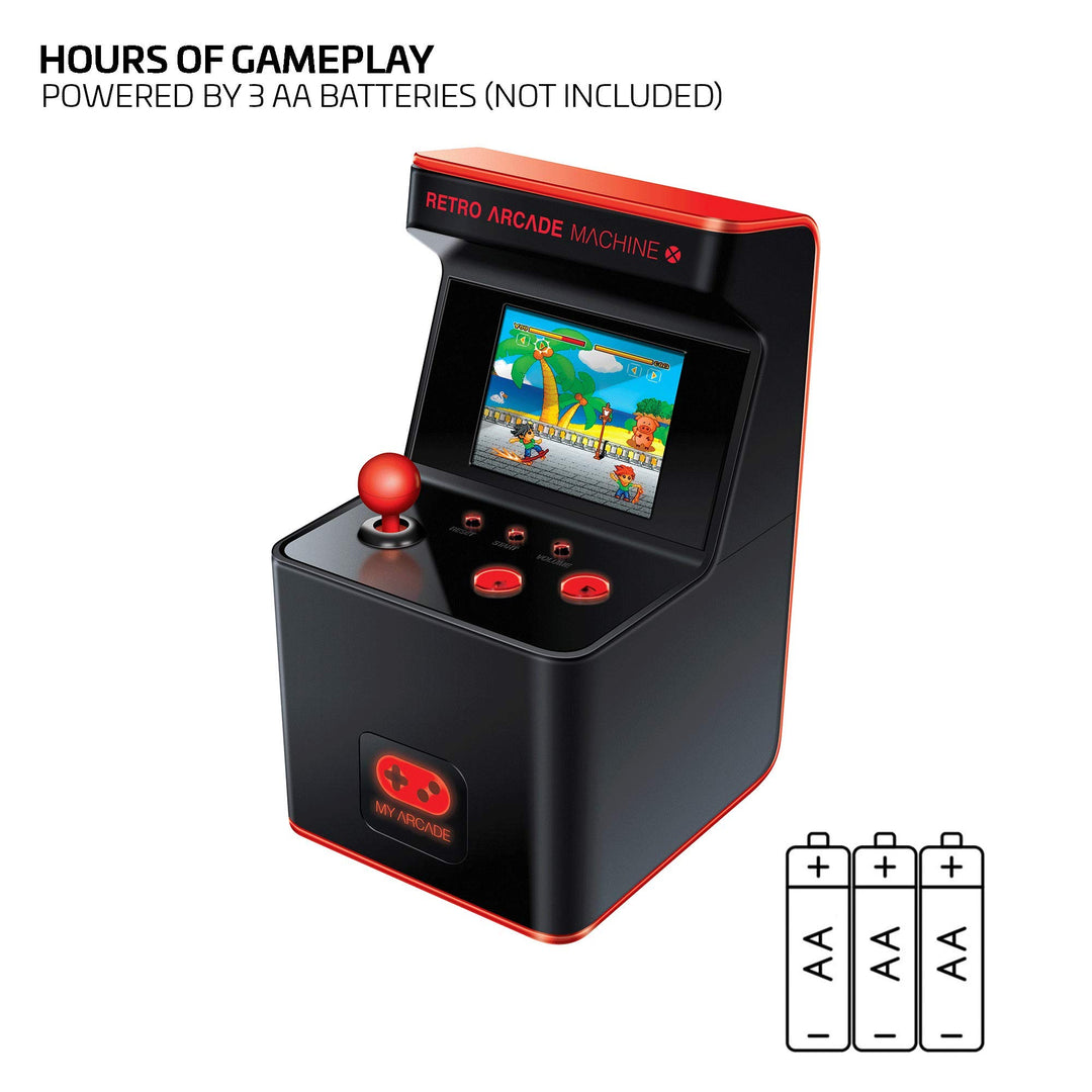 Retro Arcade Machine X Playable Mini Arcade: 300 Retro Style Games Built In, 5.75 Inch Tall, AA Battery Powered, 2.5 Inch Color Display, Illuminated Buttons, Speaker, Volume Control