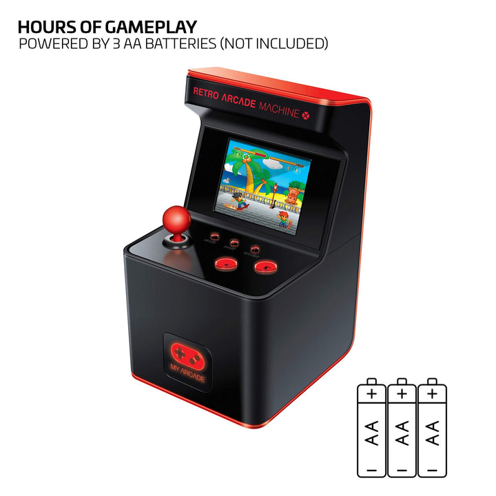 Retro Arcade Machine X Playable Mini Arcade: 300 Retro Style Games Built In, 5.75 Inch Tall, AA Battery Powered, 2.5 Inch Color Display, Illuminated Buttons, Speaker, Volume Control