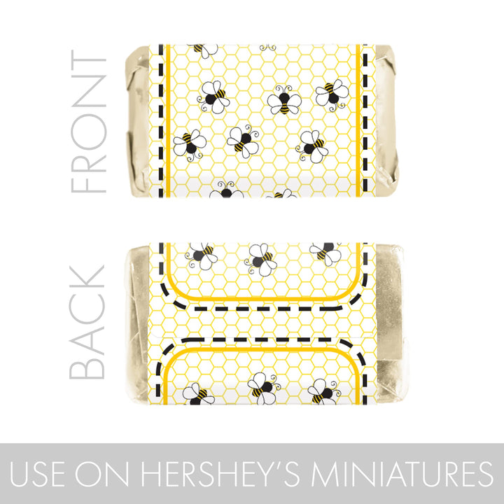 Bumble Bee Baby Shower Miniatures Candy Bar Wrapper Stickers (Set of 54)