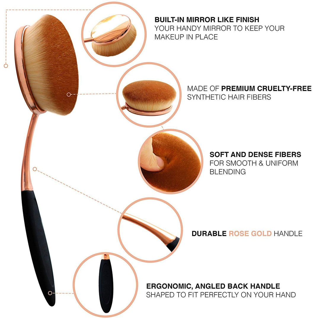 Yoseng Oval Foundation Brush Large Toothbrush makeup brushes Fast Flawless Application Liquid Cream Powder Foundation(Pack of 2)