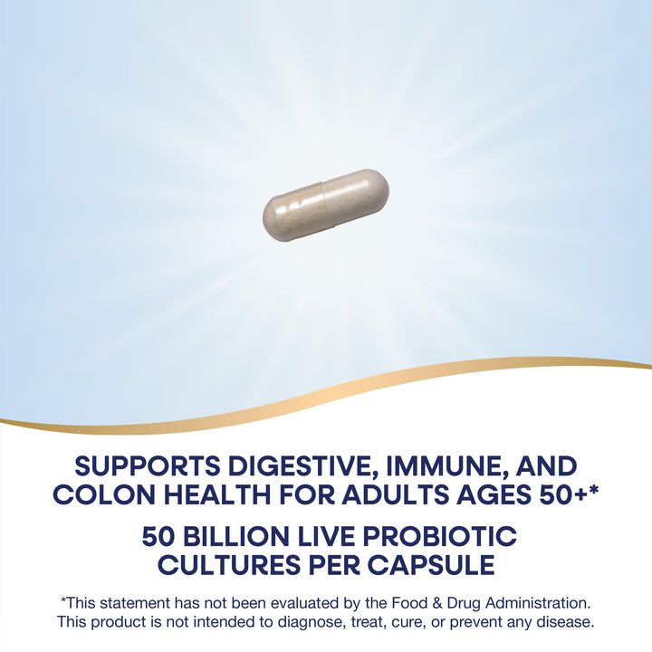 Nature’s Way Fortify Extra Strength† Probiotic Age 50+, 50 Billion Live Cultures, 11 Strains, Prebiotics, Digestive Health*, Immune Support*, Colon Health*, 30 Capsules (Packaging May Vary)