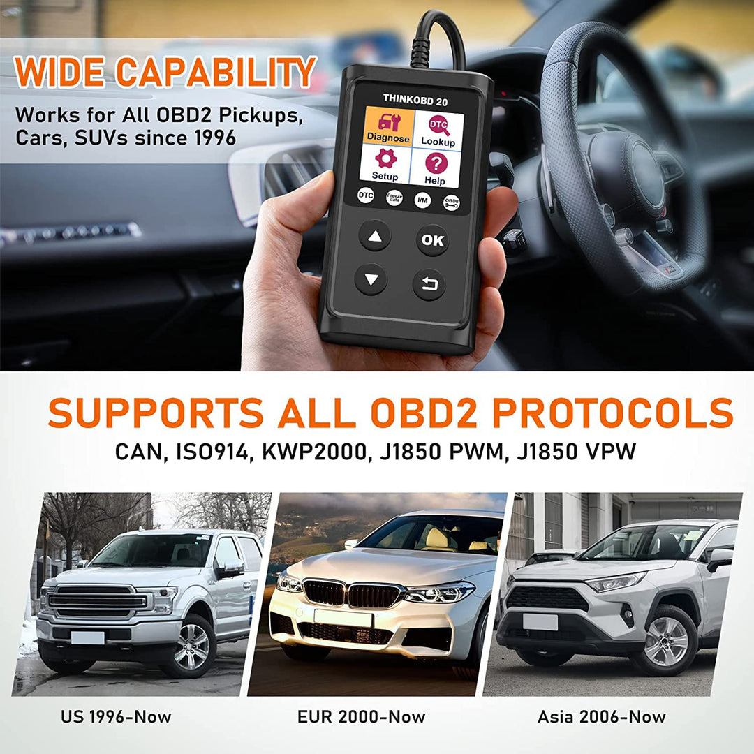 THINKCAR Thinkobd20 Automotive Code Reader, OBD2 Scanner, Check Engine Light, Emissions Scanner, Live Data Stream, Smog Check, Universal for All OBD II Protocol Cars After 1996 [Elite Version]