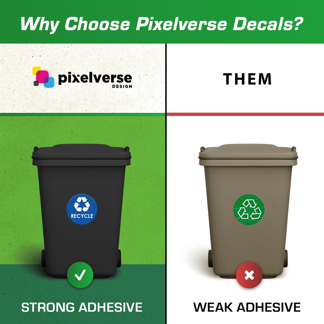 Trash Recycle Compost Stickers - [6-Pack, 4 Inch Round 