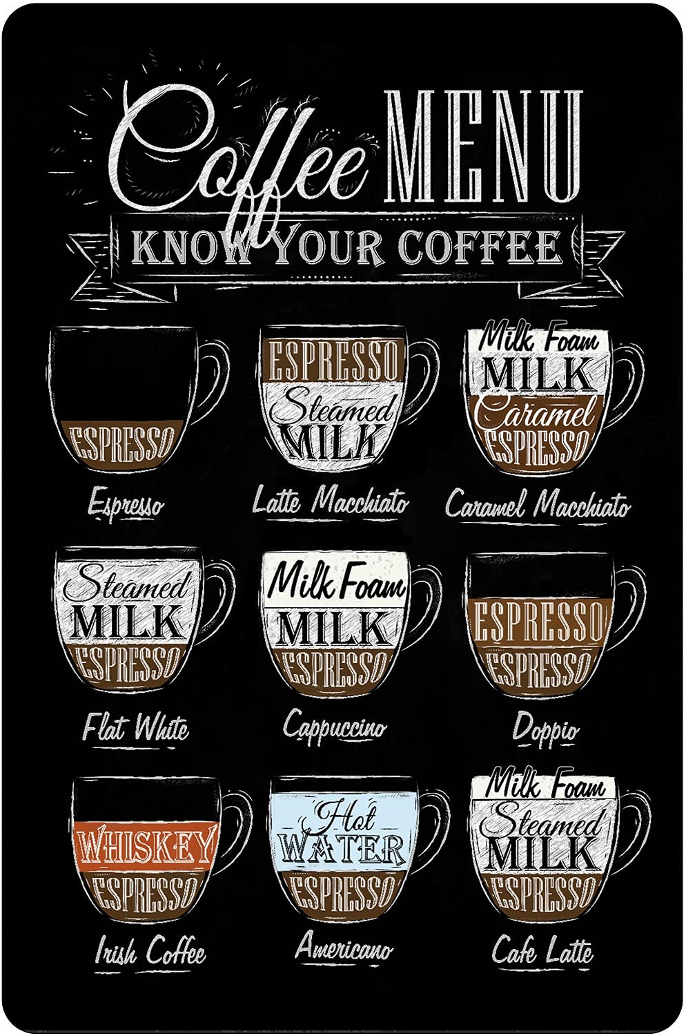 Coffee Bar Metal Sign for Menu, Retro Vintage Signs Bar Wall Decor 8 X 12 Inches