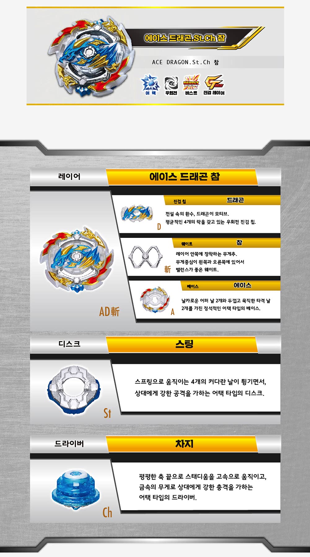 Battling Tops B-133 GT Starter Ace Dragon.St.Ch Zan