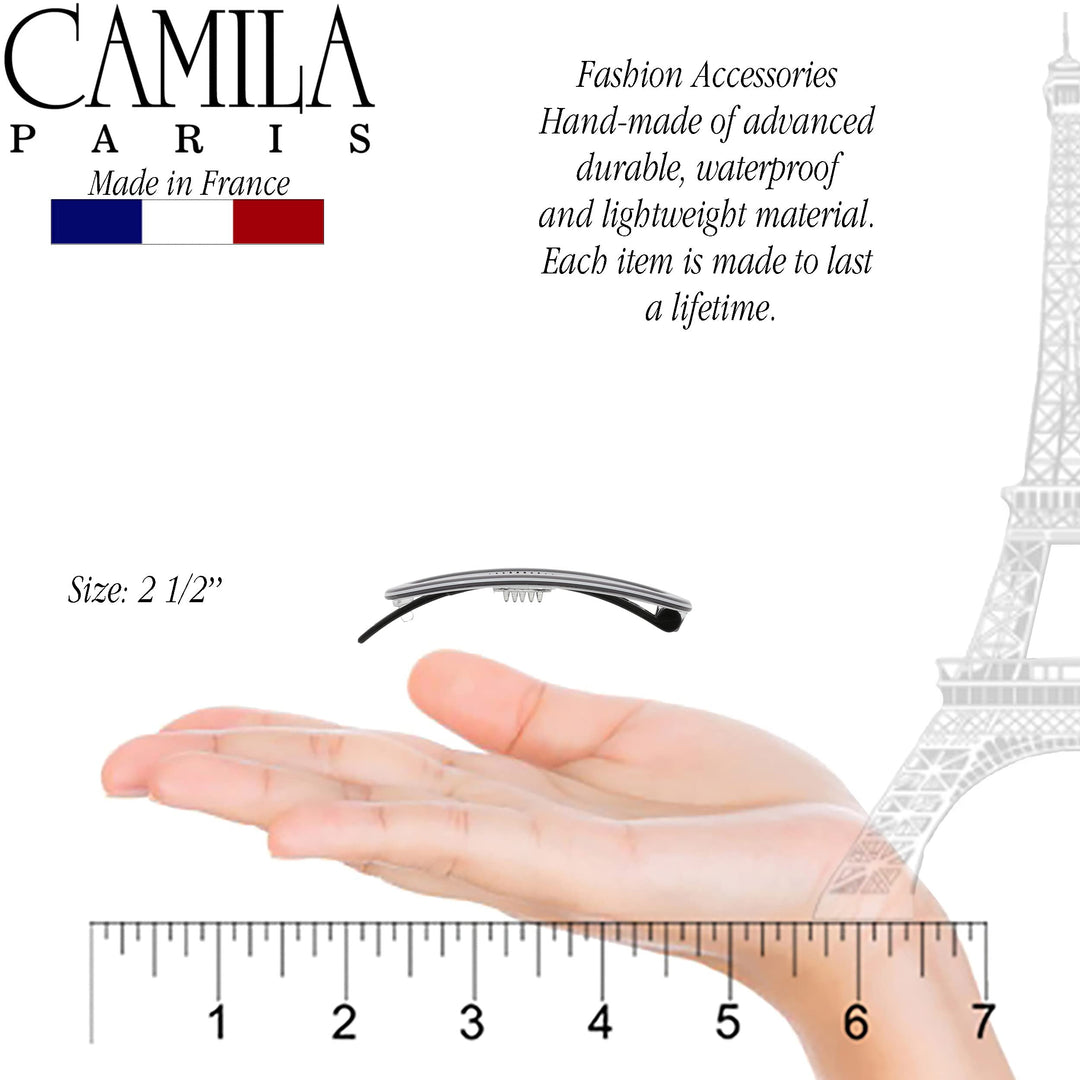 Paris CP3366 French Hair Slides Clips for Women, Handmade Gray and White, Girls Side Slide-in Clip, Hair Accessories for Women. Strong Hold No Slip Grip Fashion Durable Styling,