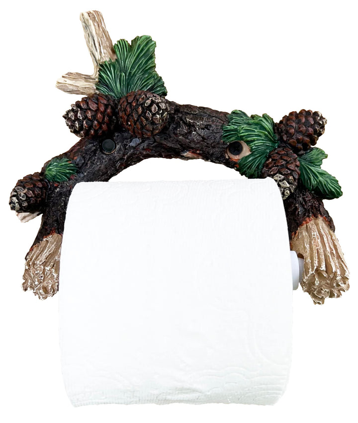 Pinecone/Pine Branch Wall Mounted Toilet Paper Holder - Rustic Bathroom Decor