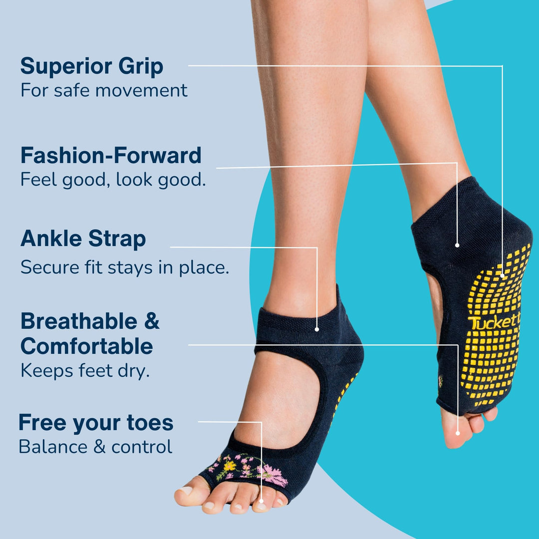 Tucketts Allegro Toeless Non-Slip Grip Socks - Anti Ski