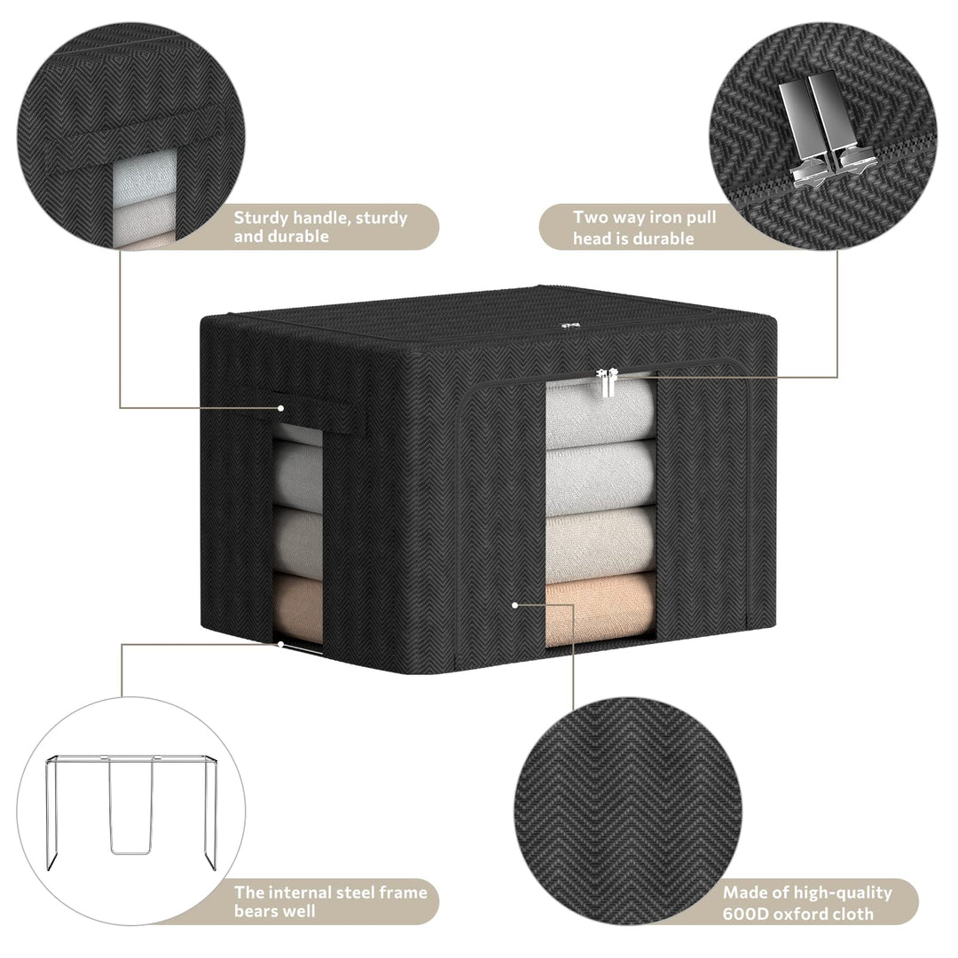 3 Pack Clothes Storage Bins - Stackable Metal Frame Sto