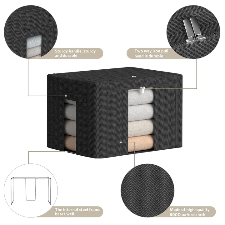 3 Pack Clothes Storage Bins - Stackable Metal Frame Sto
