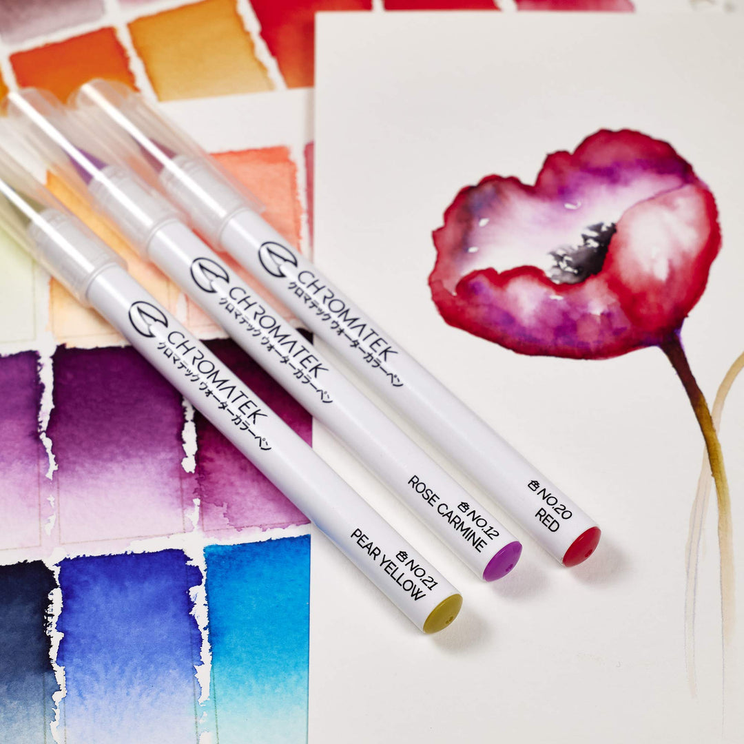30 Watercolor Brush Pens - 15 Page Tutorial Pad and Online Video Series - Real Brush Tip, Vivid, Blendable - Professional Artist Quality - 27 Colors - 3 Aquapens