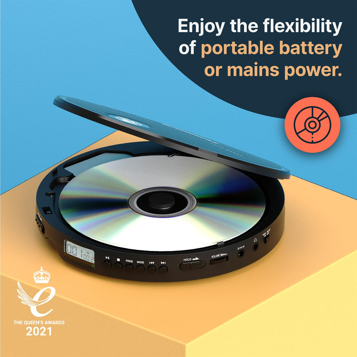 CD Player Portable, Battery Playback Portable CD Player 7Hr Playtime, Small CD Players for Car (AUX only) | CD10 Portable CD Player with Headphones, CD Walkman, Discman