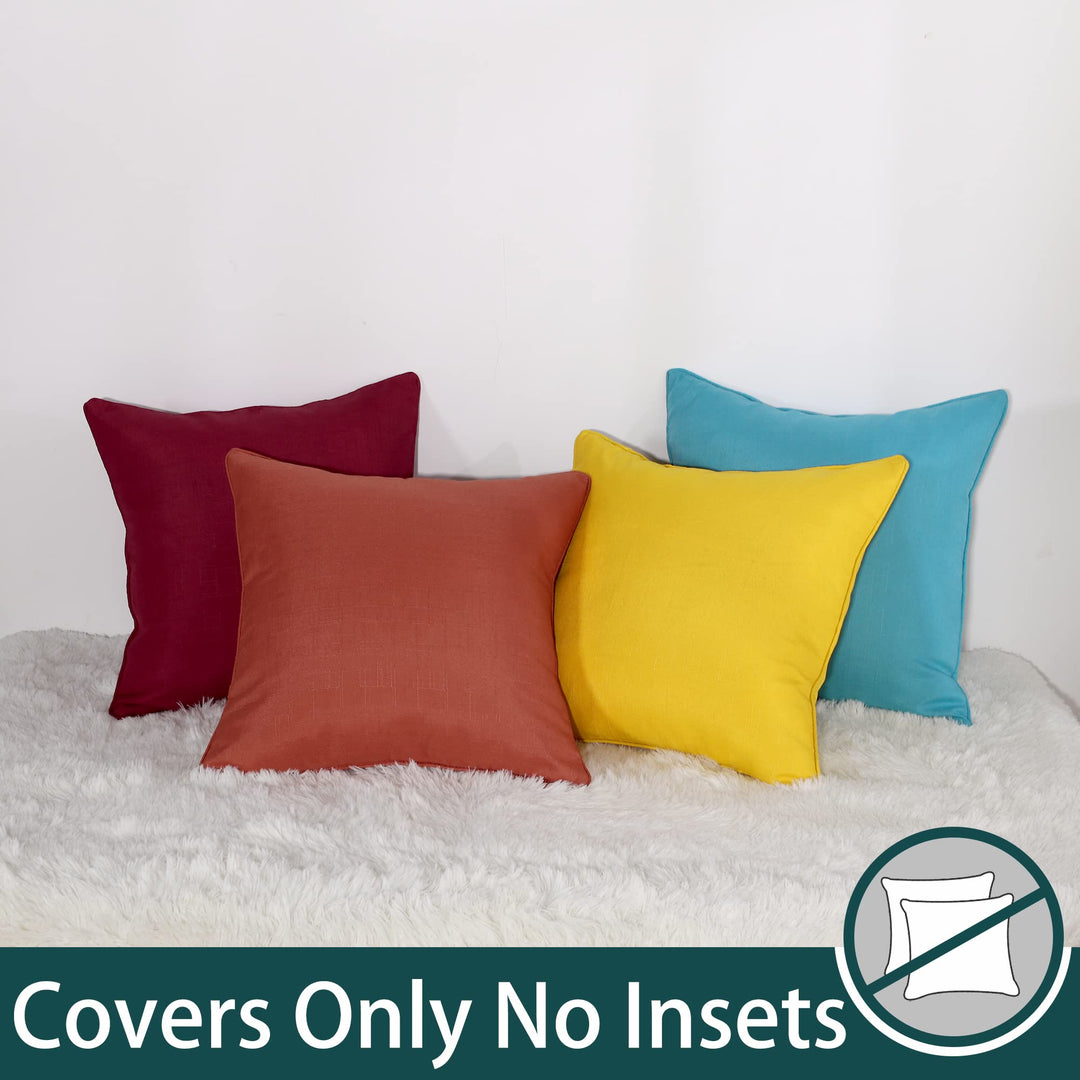 Linen Look Outdoor Pillow Covers 18 x 18 Inch, Pack of 2 - Waterproof Christmas Decorative Cushion Covers Square Throw Pillow Covers Patio Pillowcase Shell for Sofa Couch Chair, Red