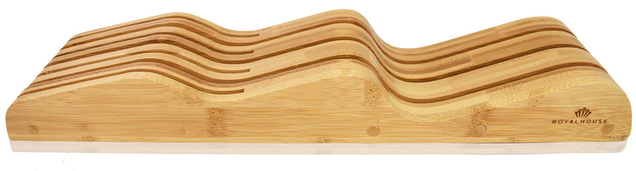 ROYALHOUSE Bamboo Knife Block Holder, In-Drawer Knife Drawer Organizer, Perfect for Home and Chefs, Premium Knife Holder, Gift for Any Occasion and Housewarming, Knives Not Included
