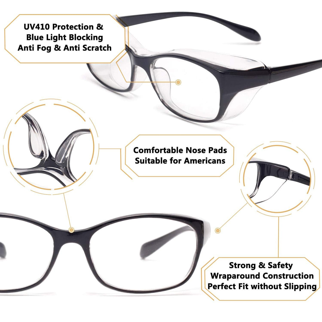 Anti Fog Safety Goggles for Nurses, Side Shields Lab Goggles, PPE Protective Safety Glasses for Women Men (Purple)