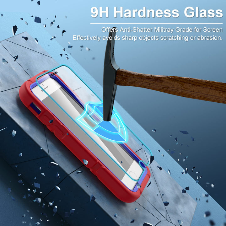 for iPhone SE 2022/2020 Case, for iPhone 8/7 / 6 / 6S with [2Pack] Tempered Glass Screen Protector, Heavy Duty Shockproof Protective iPhone SE 3rd/2nd Generation Cover 4.7 for Kids Boys