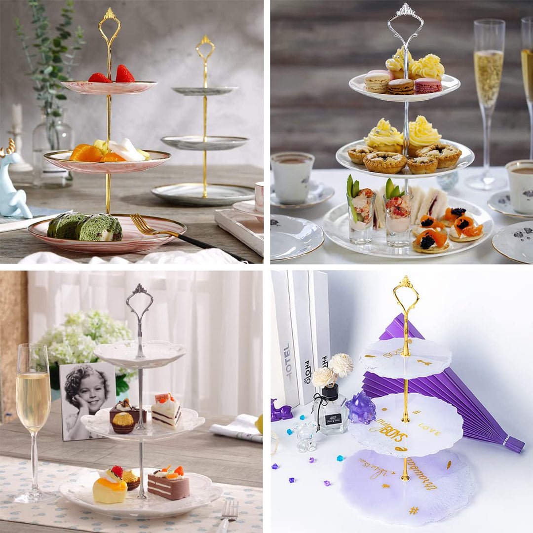6 Sets Cake Tray Stand Handle, 3 Tier Cake Stand Fittings Hardware Holder for Wedding and Party Making Resin Cupcake Dessert Platter Stand