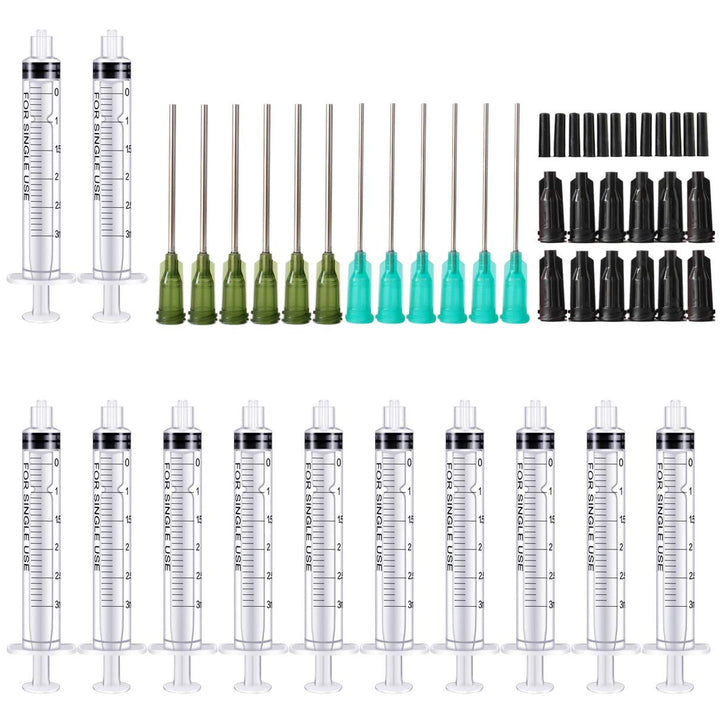Syringe Blunt Tip Needles Caps Refilling and Measuring Liquids, Adhesives, Oil or Glue Applicator (3ml)