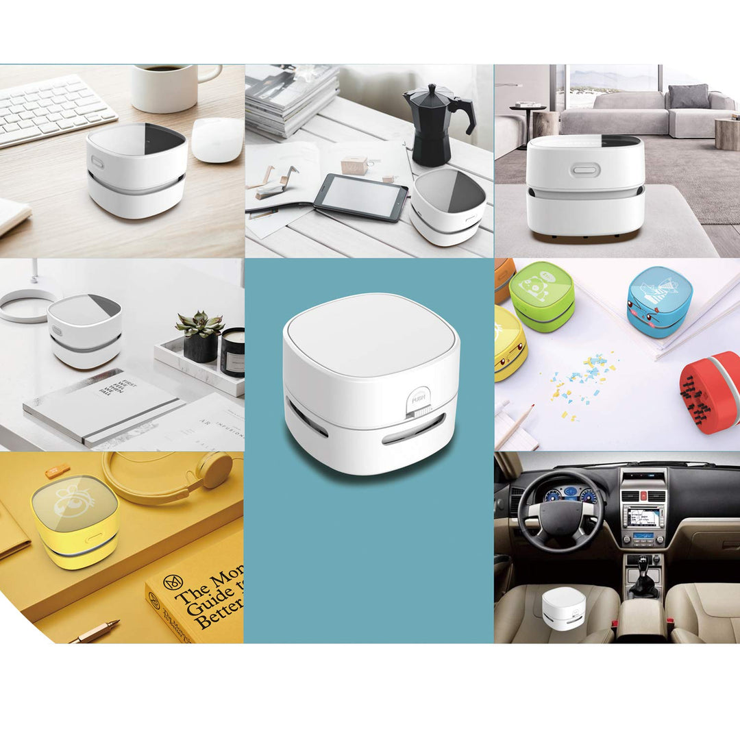 Desktop Vacuum Cleaner, Mini Table dust Sweeper Energy Saving,High Endurance up to 400 mins,360º Rotatable Design for Keyboard/Home/School/Office (White)