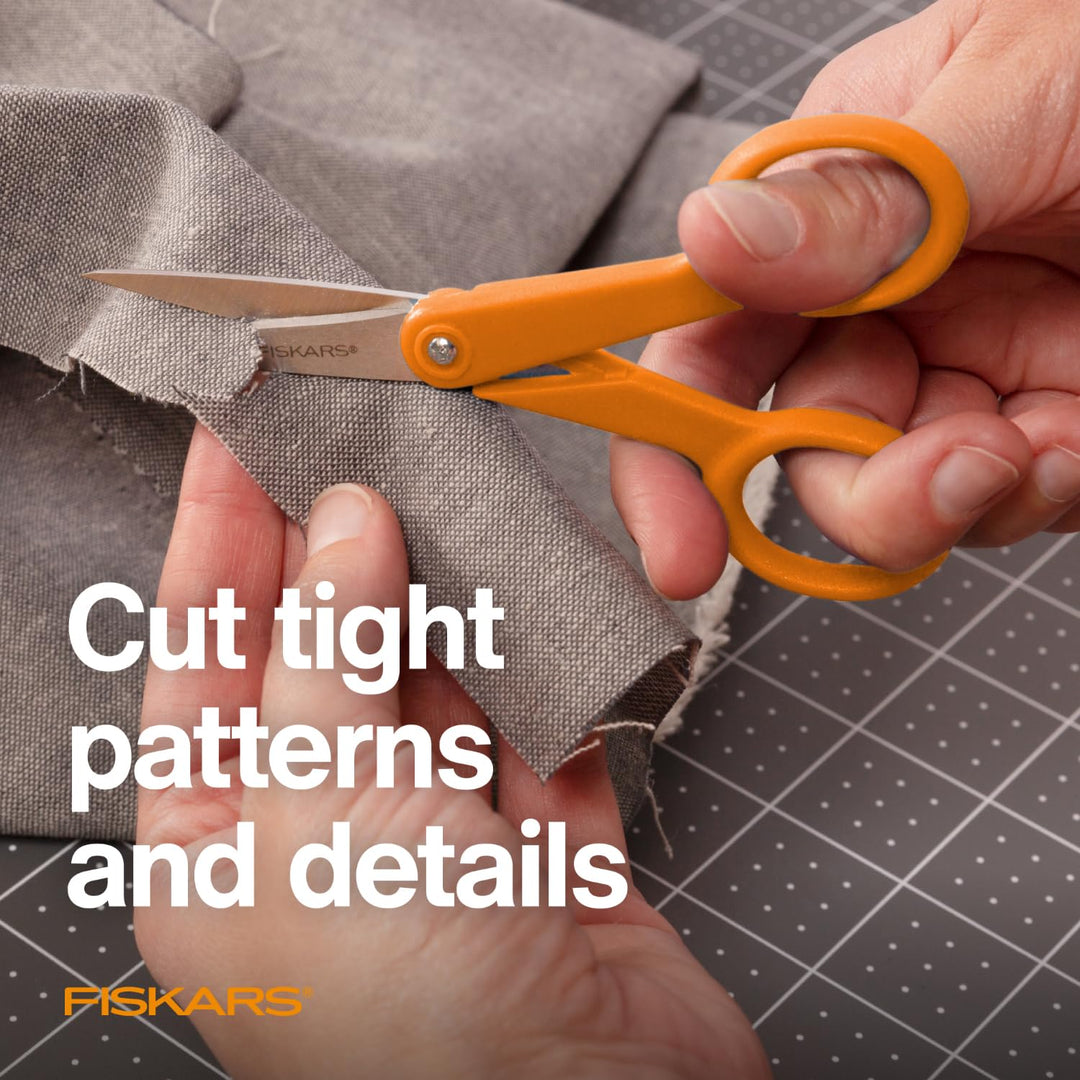 Premier No. 5 Micro-Tip Orange-Handled Fabric Scissors - Double Loop Handle - Sewing and Craft Scissors - Orange