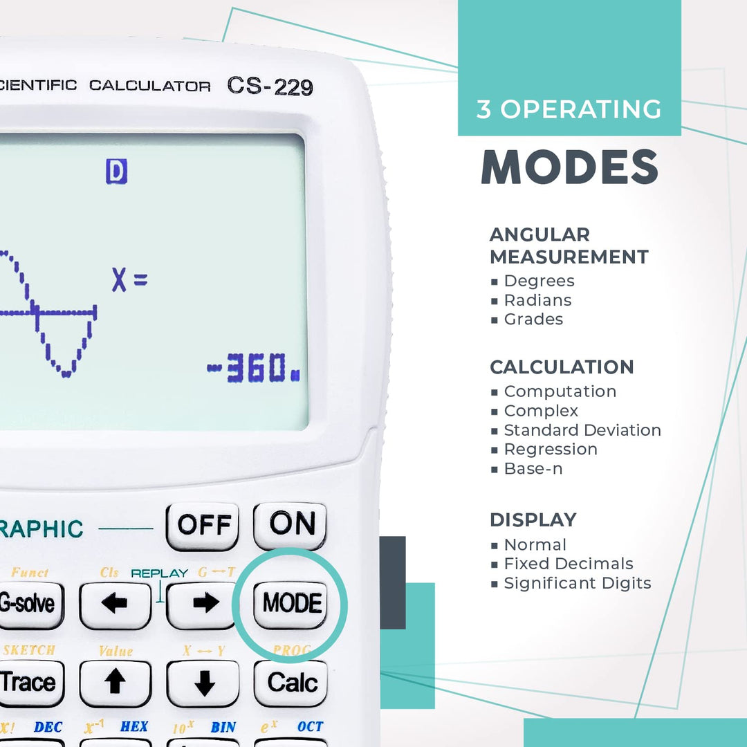 Scientific Calculator with Graphic Functions - Multiple Modes with Intuitive Interface - Perfect for Students of Beginner and Advanced Courses, High School or College