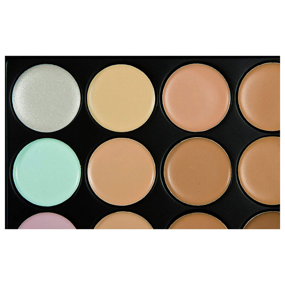 15 Colors Makeup Cream Facial Camouflage Concealer Make Up Palette with Sponge Puff Oval Makeup Brush