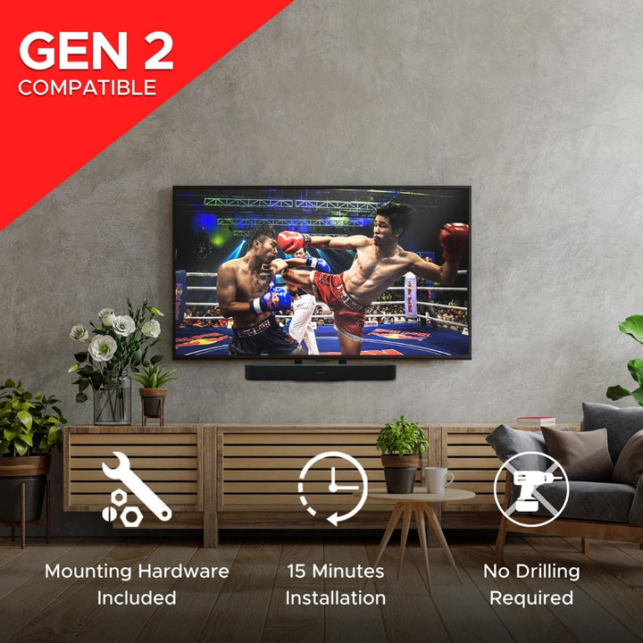 Soundbass Beam TV Mount, Compatible with Generation 1 &amp; 2 Sonos Beam Mounting Bracket for TV, Black, Full Hardware Kit Included, Beam Soundbar