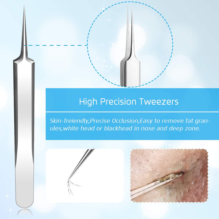 Blackhead Remover Pimple Extractor Tool, Terresa 8pcs Blackhead Extractor, Comedone Extractor Acne Removal Kit for Blemish, Whitehead Popping, Zit Removing for Nose Face, With Portable Box
