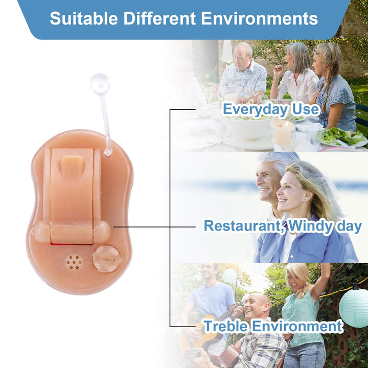 Hearing Amplifier for Seniors Adults Noise-Cancelling - Elderly Assistance Listening, Voice Sound Amplifier Ear Invisible Devices As Seen On TV Hearing Aid Cleaning Tools Included (Blue)