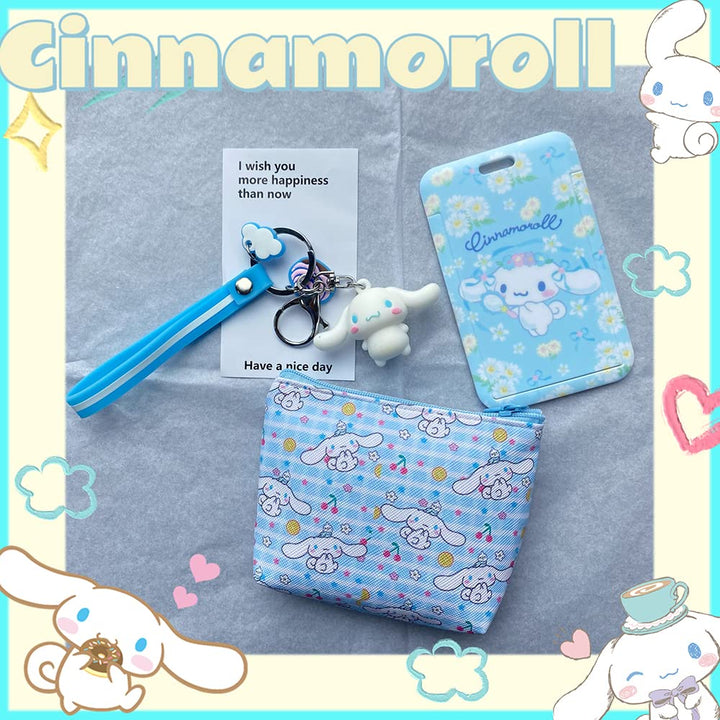 Cartoon Gift Set for Girl Women-Kaychain,ID Card Holder,Coin Purse