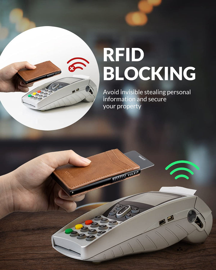 Men&#39;s Slim Wallet Pop Up Card Holder RFID Blocking Metal Wallet Minimalist Design Holds Up to 11 Cards